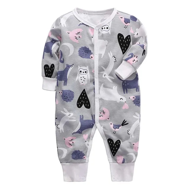 Newborn Footed Pajamas Zipper Romper Long Sleeve Jumpsuit