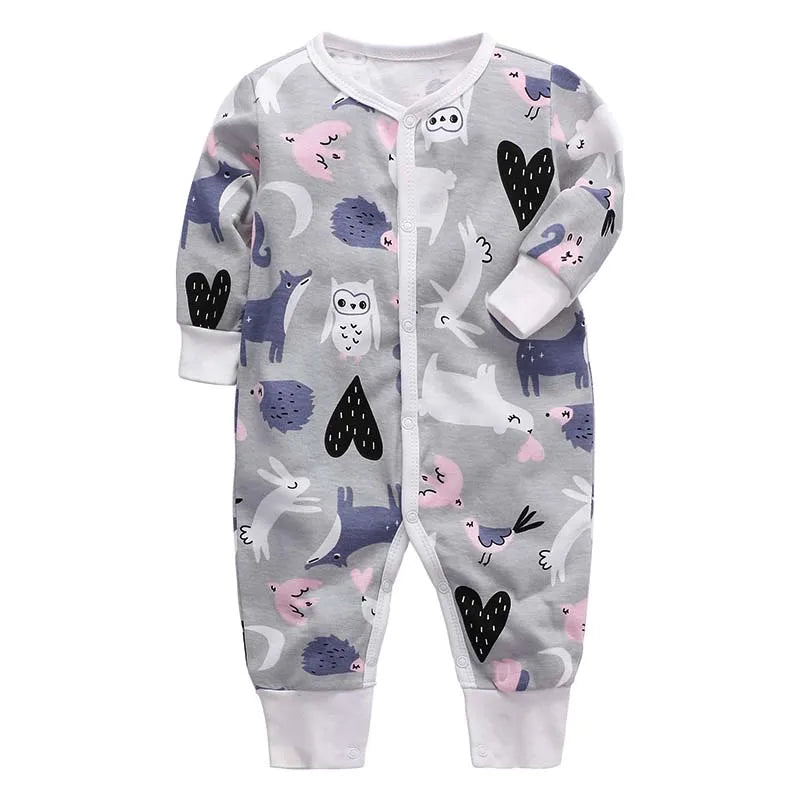 Newborn Footed Pajamas Zipper Romper Long Sleeve Jumpsuit