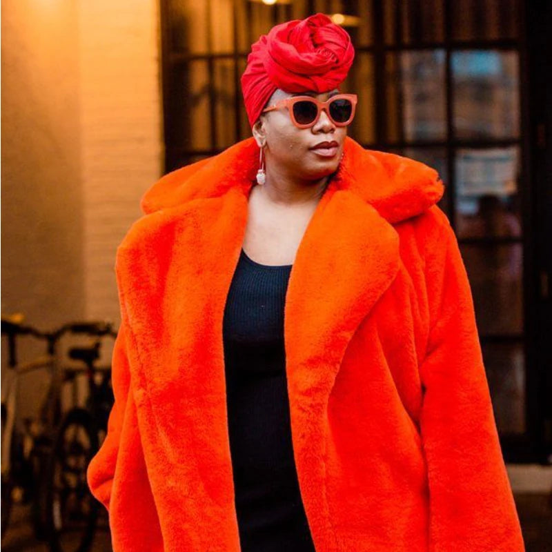 Women's Mid Long Faux Fur Coat