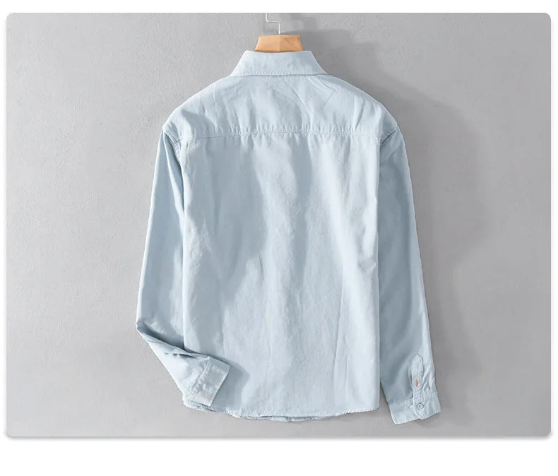Simple Men's Long Sleeve Shirts Causal 100% Cotton