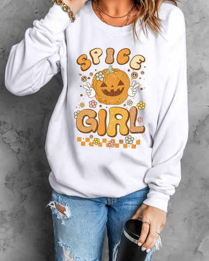Round Neck Long Sleeve SPICE GIRL Graphic Sweatshirt