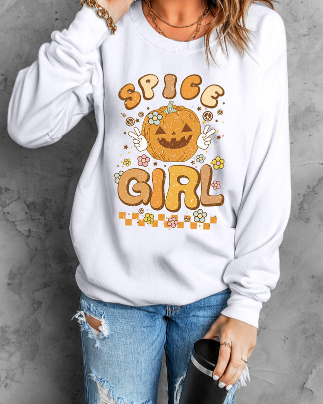 Round Neck Long Sleeve SPICE GIRL Graphic Sweatshirt