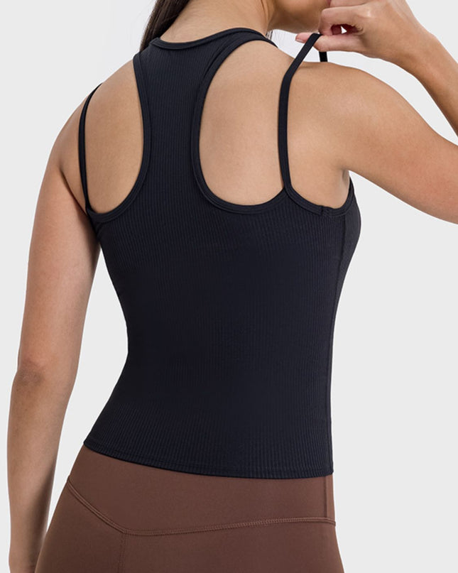 Millennia Cutout Round Neck Racerback Active Tank