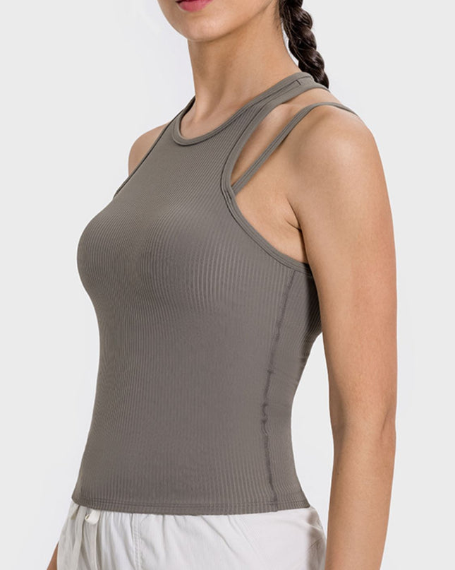 Millennia Cutout Round Neck Racerback Active Tank