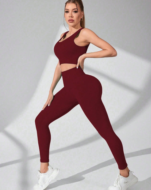 Scoop Neck Wide Strap Top and Pants Active Set