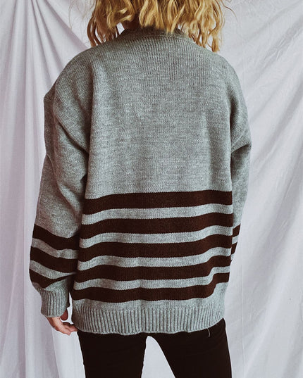 Striped Dropped Shoulder Long Sleeve Sweater