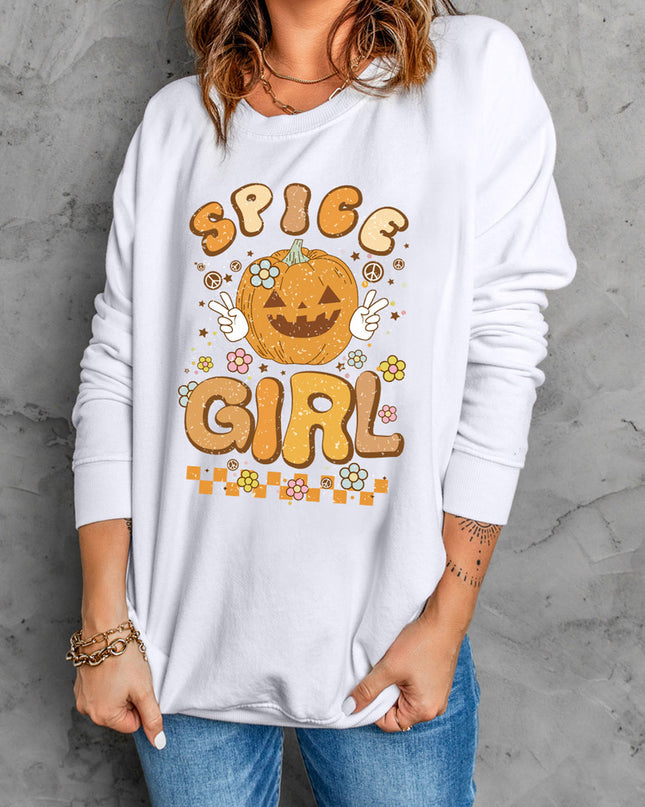 Round Neck Long Sleeve SPICE GIRL Graphic Sweatshirt