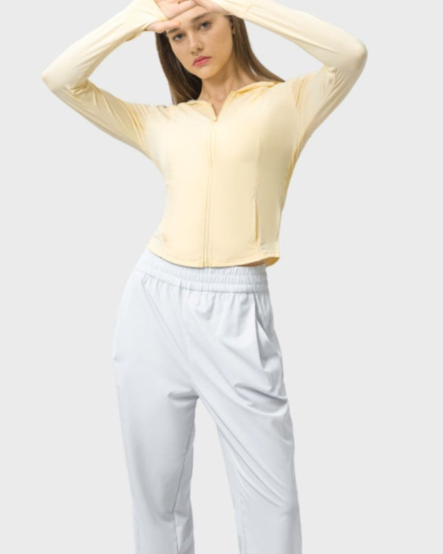 Millennia Pocketed Zip Up Hooded Long Sleeve Active Outerwear