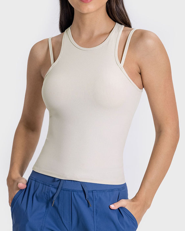 Millennia Cutout Round Neck Racerback Active Tank