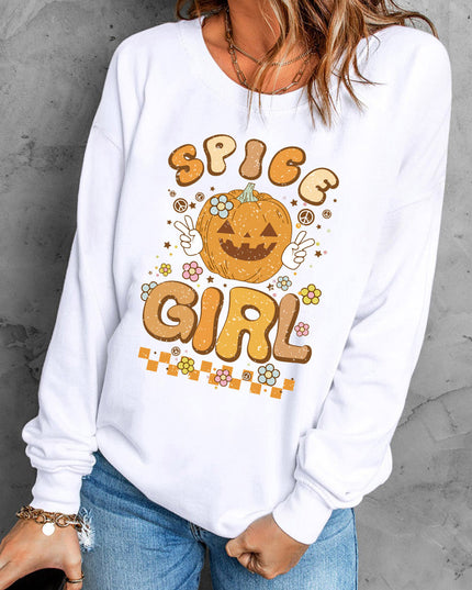 Round Neck Long Sleeve SPICE GIRL Graphic Sweatshirt