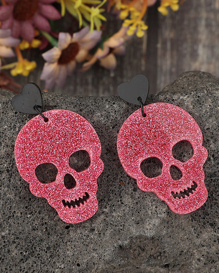Acrylic Skeleton & Heart Earrings