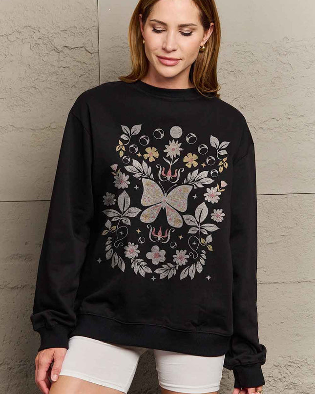Simply Love Simply Love Full Size Flower and Butterfly Graphic Sweatshirt