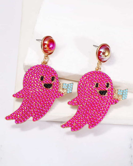 Ghost Shape Synthetic Pearl Dangle Earrings