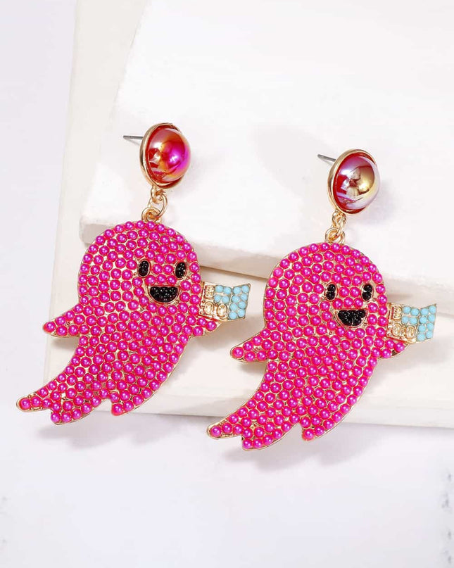 Ghost Shape Synthetic Pearl Dangle Earrings