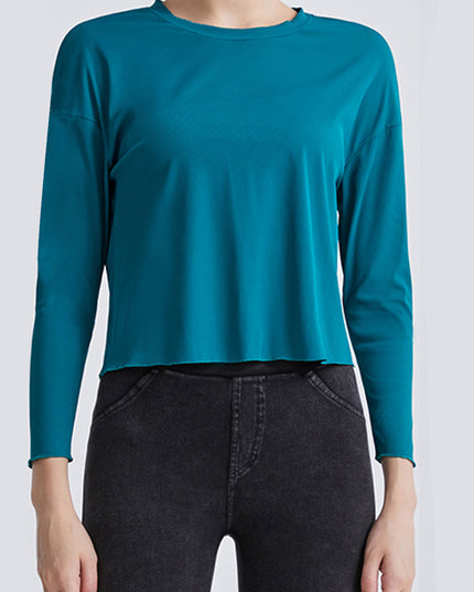 Round Neck Dropped Shoulder Active T-Shirt