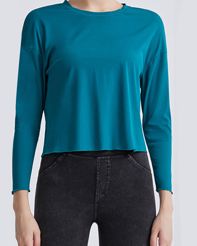 Round Neck Dropped Shoulder Active T-Shirt
