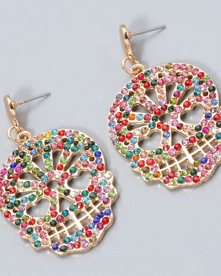 Skull Rhinestone Alloy Earrings