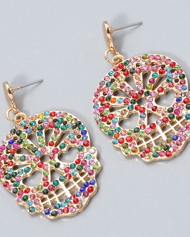 Skull Rhinestone Alloy Earrings