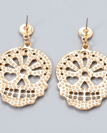 Skull Rhinestone Alloy Earrings