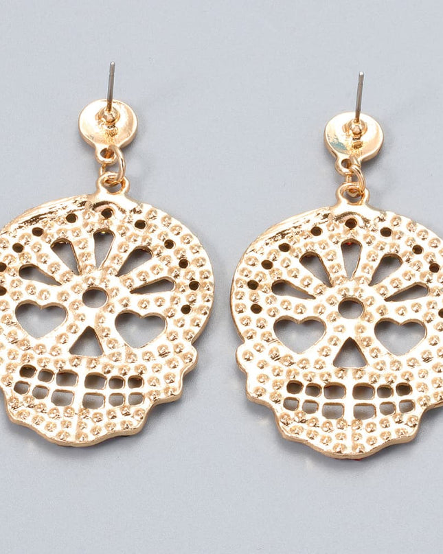 Skull Rhinestone Alloy Earrings