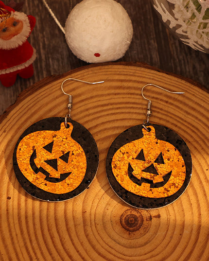 PU Leather Pumpkin Earrings