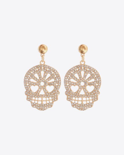 Skull Rhinestone Alloy Earrings