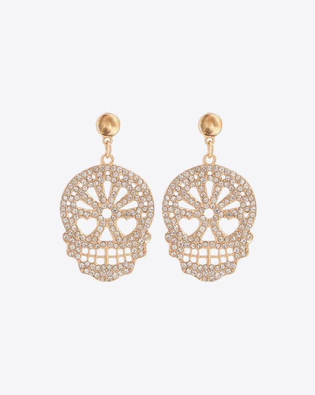 Skull Rhinestone Alloy Earrings