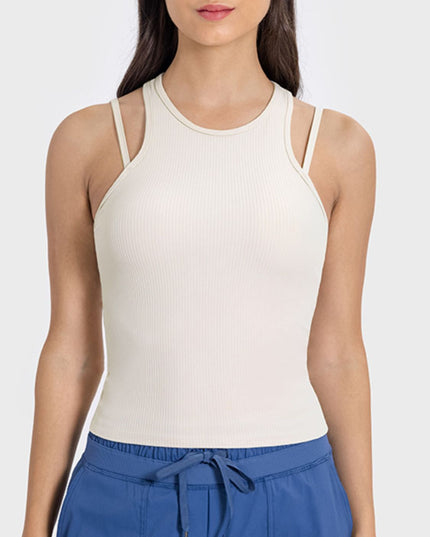 Millennia Cutout Round Neck Racerback Active Tank