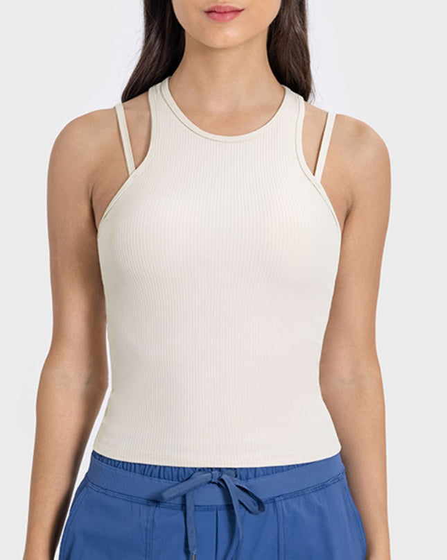 Millennia Cutout Round Neck Racerback Active Tank