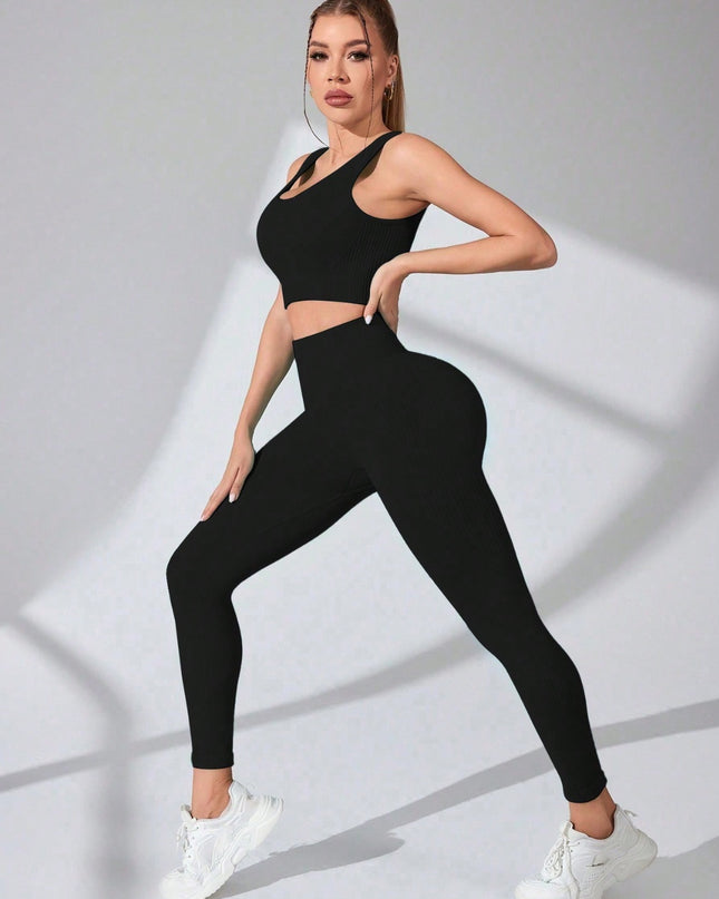 Scoop Neck Wide Strap Top and Pants Active Set