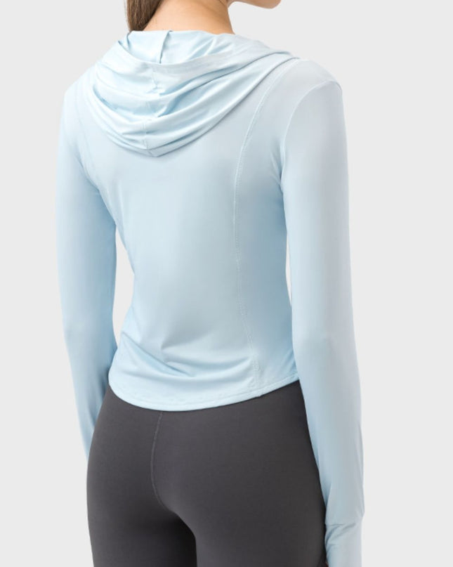 Millennia Pocketed Zip Up Hooded Long Sleeve Active Outerwear