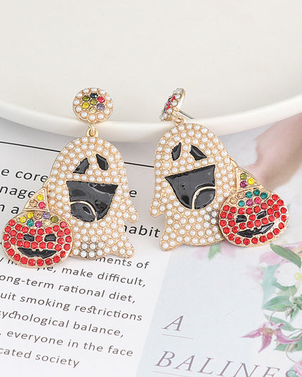 Ghost Rhinestone Alloy Earrings