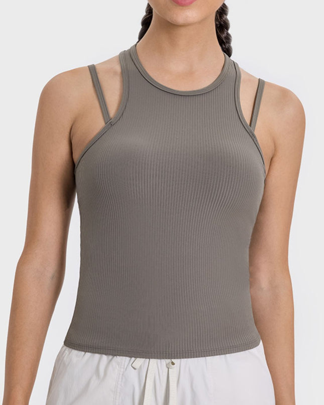 Millennia Cutout Round Neck Racerback Active Tank