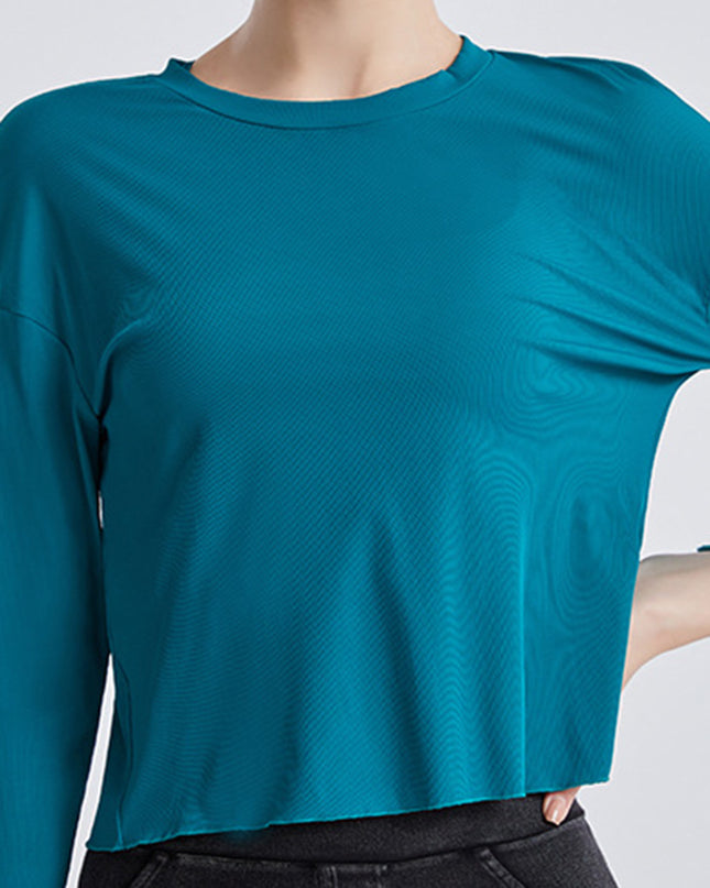Round Neck Dropped Shoulder Active T-Shirt