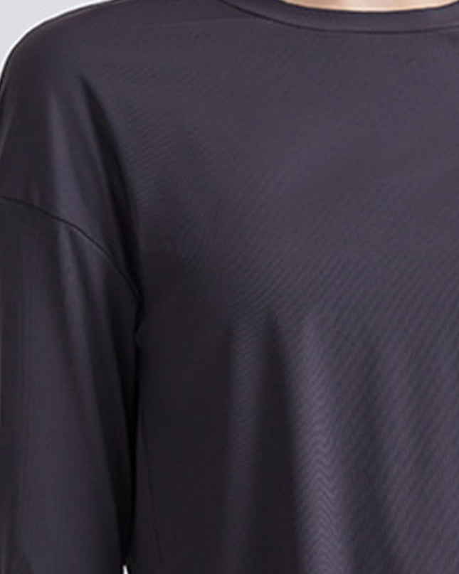 Round Neck Dropped Shoulder Active T-Shirt