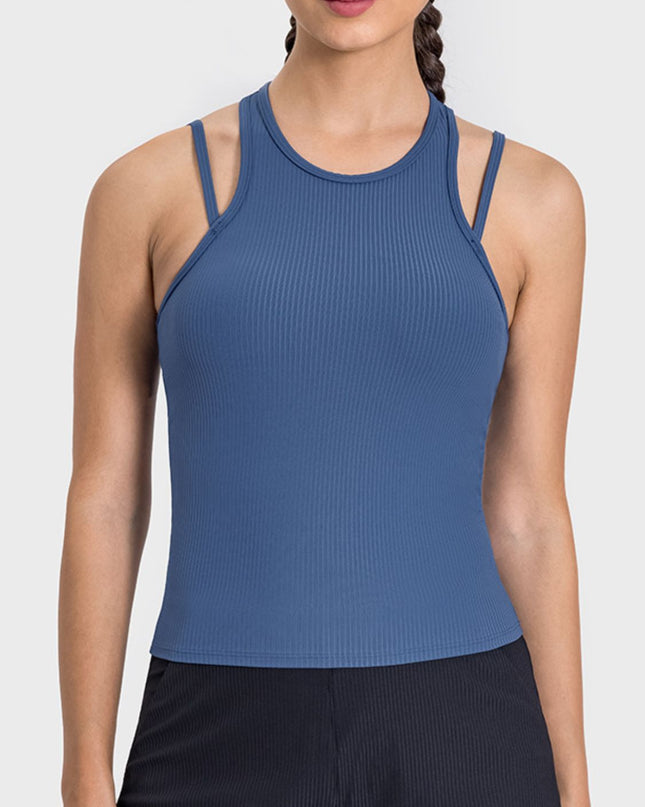 Millennia Cutout Round Neck Racerback Active Tank