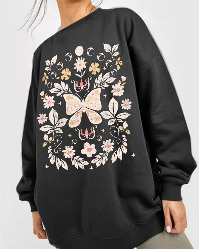 Simply Love Simply Love Full Size Flower and Butterfly Graphic Sweatshirt