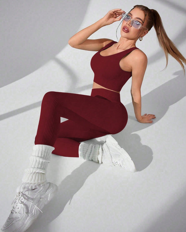 Scoop Neck Wide Strap Top and Pants Active Set