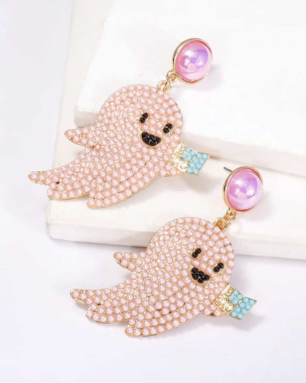 Ghost Shape Synthetic Pearl Dangle Earrings