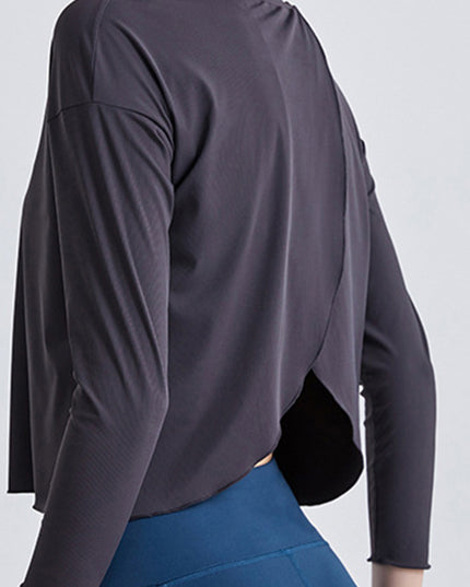 Round Neck Dropped Shoulder Active T-Shirt