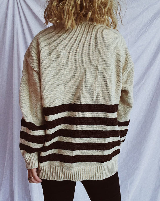 Striped Dropped Shoulder Long Sleeve Sweater