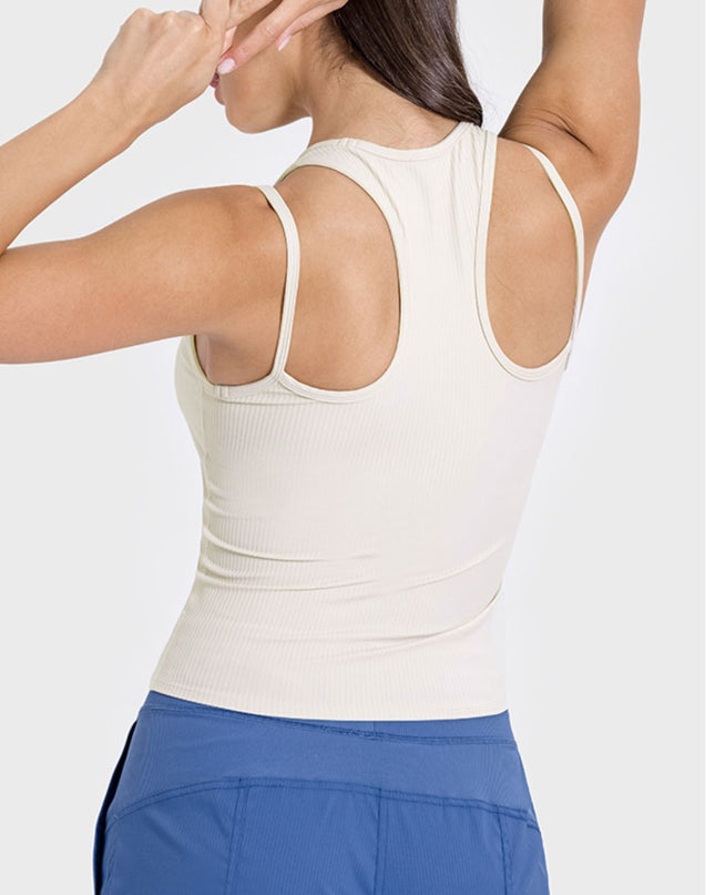 Millennia Cutout Round Neck Racerback Active Tank