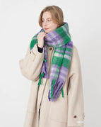 Purple/White/Green plaid / One Size