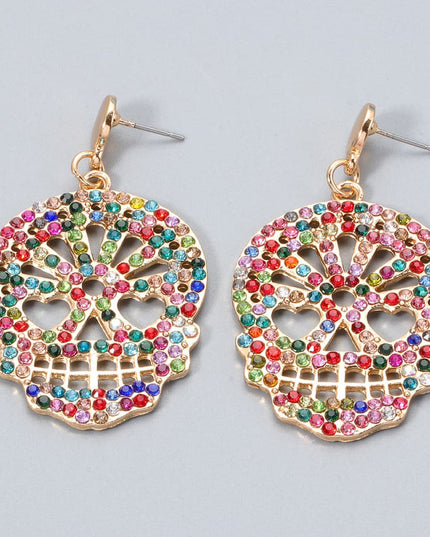 Skull Rhinestone Alloy Earrings