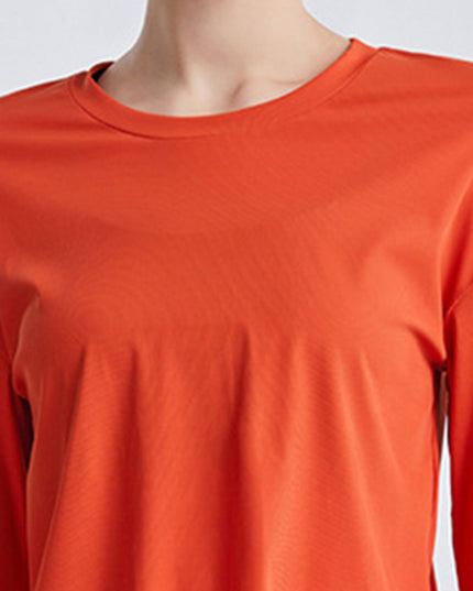 Round Neck Dropped Shoulder Active T-Shirt