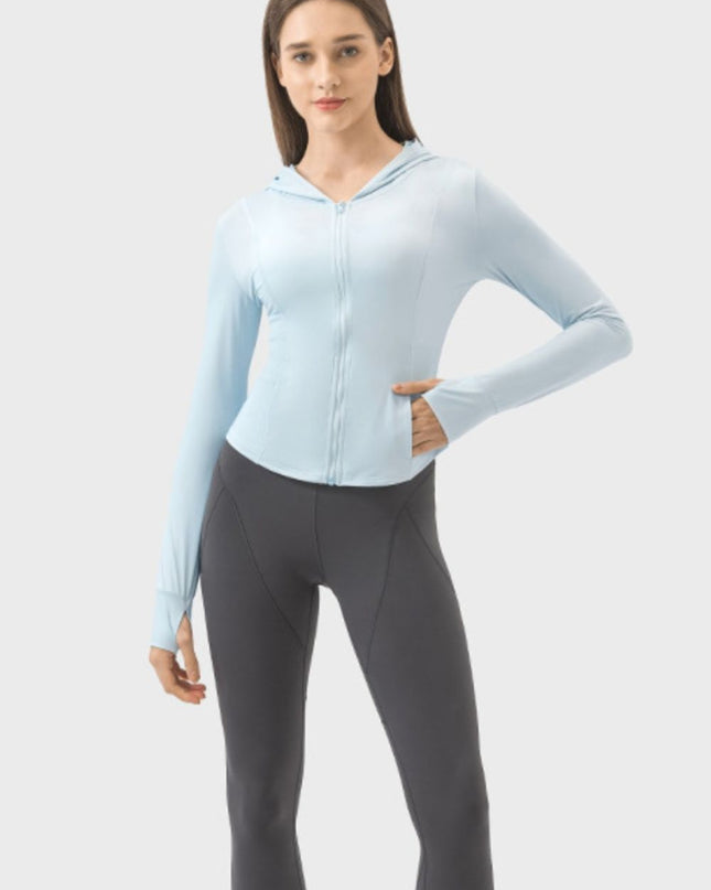 Millennia Pocketed Zip Up Hooded Long Sleeve Active Outerwear