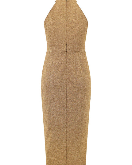 Slit Ruched Mock Neck Sleeveless Dress
