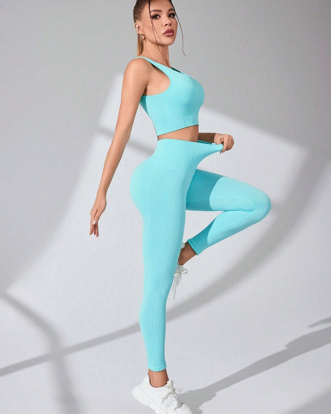 Scoop Neck Wide Strap Top and Pants Active Set