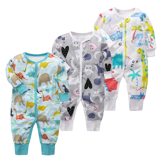Newborn Footed Pajamas Zipper Romper Long Sleeve Jumpsuit