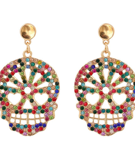 Skull Rhinestone Alloy Earrings